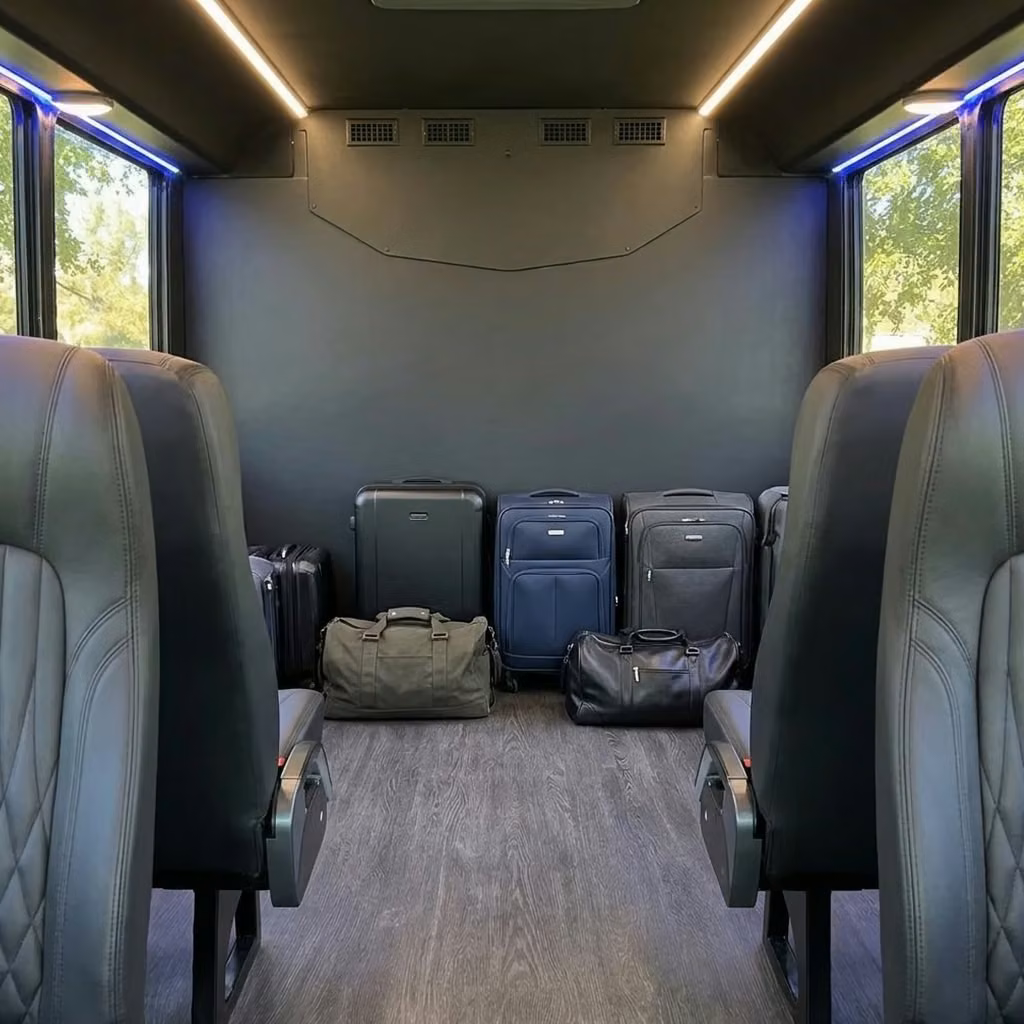 atwater 20 passenger minibus luggage area