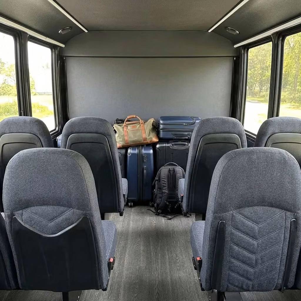 atwater 25 passenger minibus luggage area