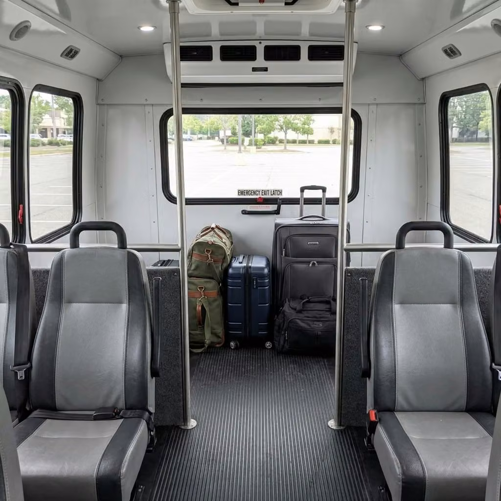 atwater 28 passenger minibus luggage area