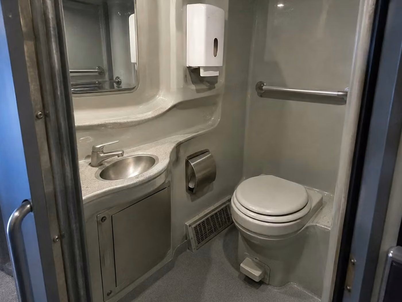 atwater 56 passenger charter bus onboard restroom