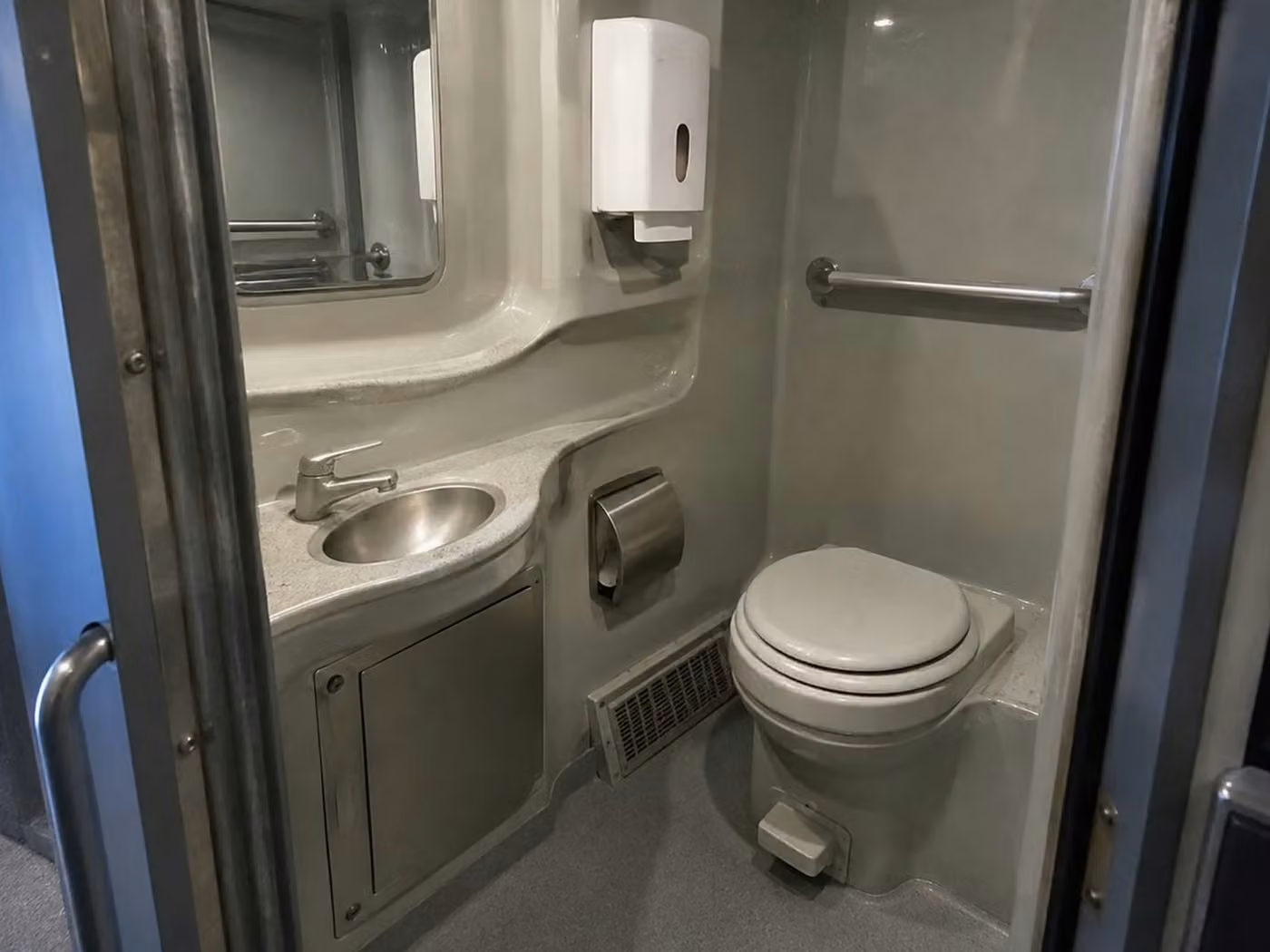 atwater charter bus onboard restroom