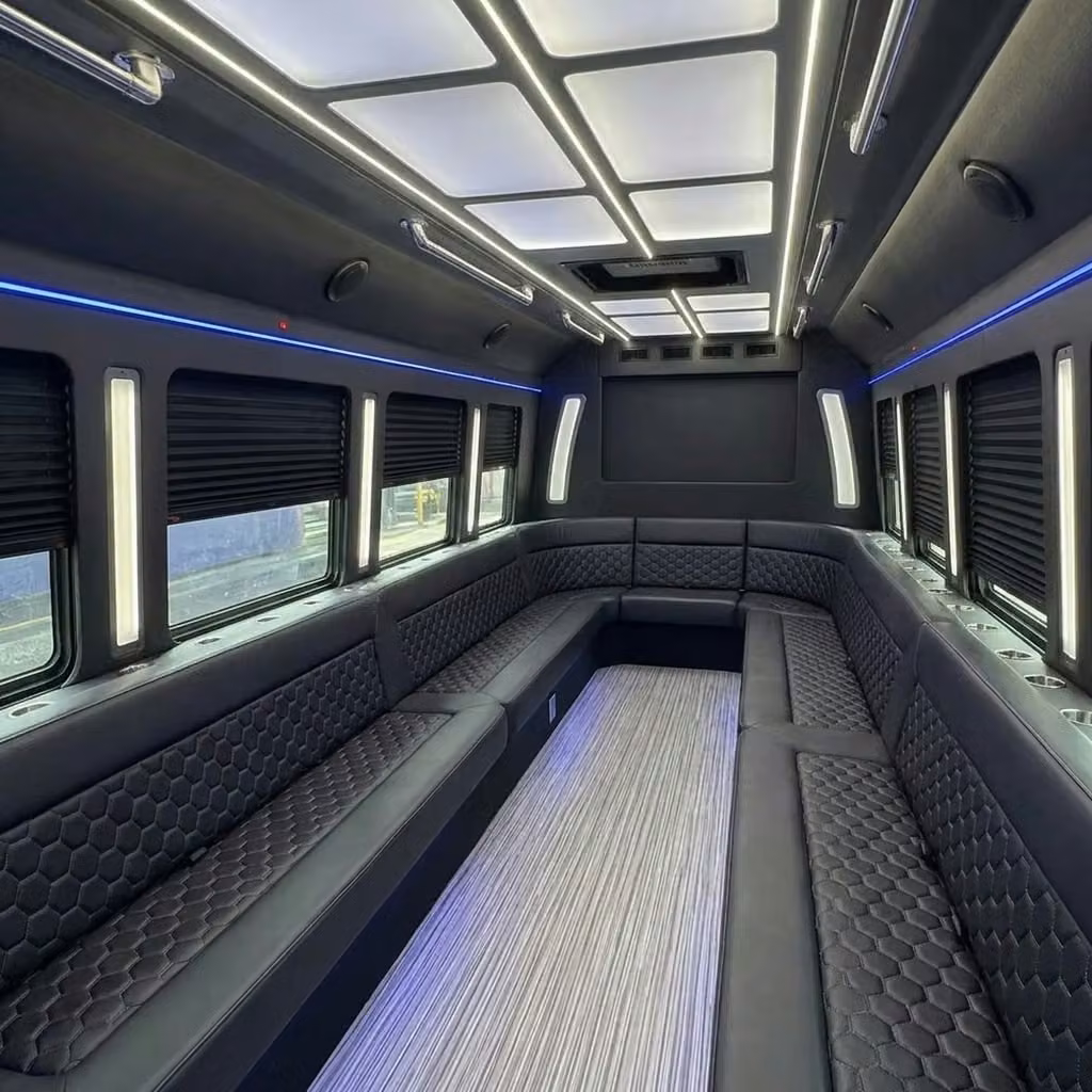 atwater party bus wraparound seating