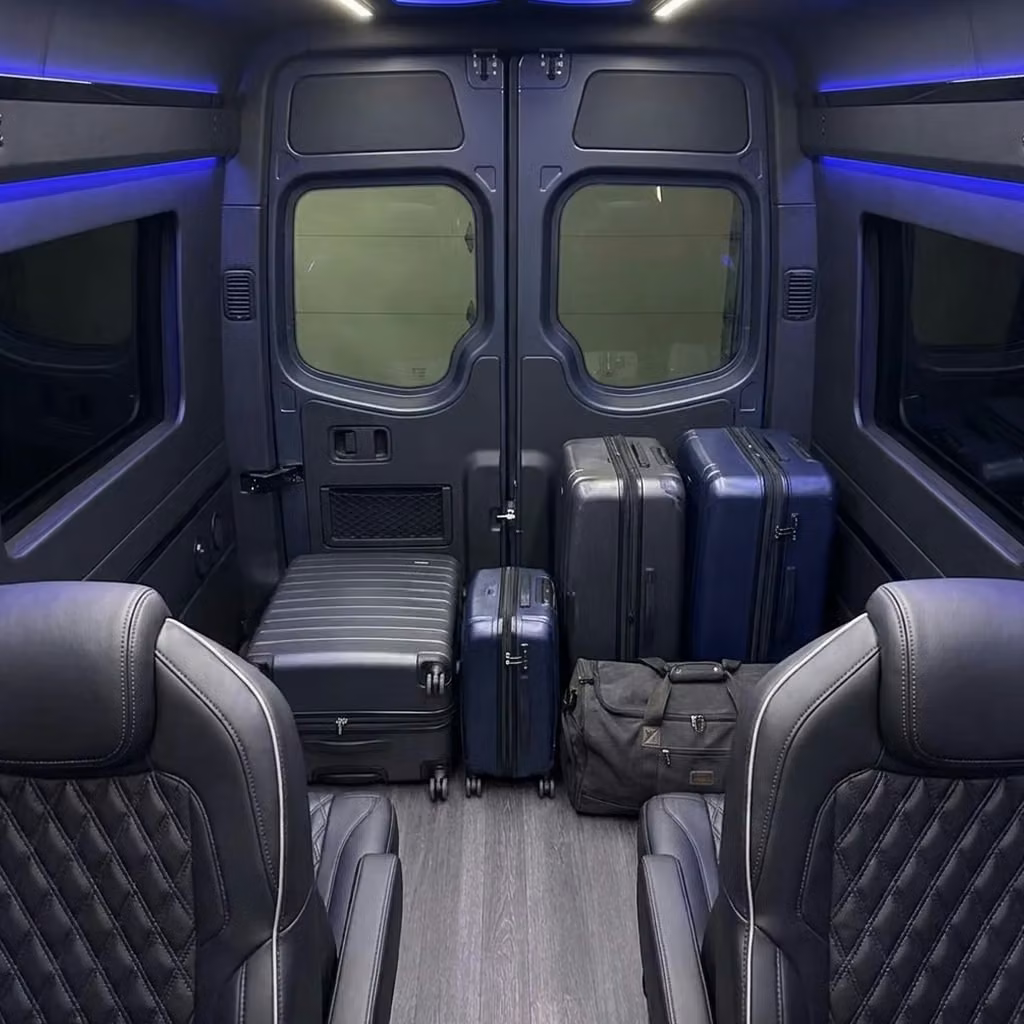 atwater sprinter van rental with driver luggage area